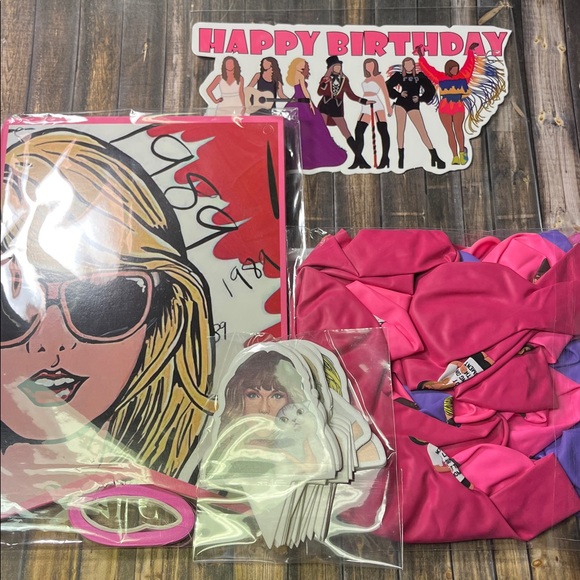 5for$10 Pink Pop Singer Taylor Swift Birthday Party Supply Banner & Topper - Picture 5 of 5